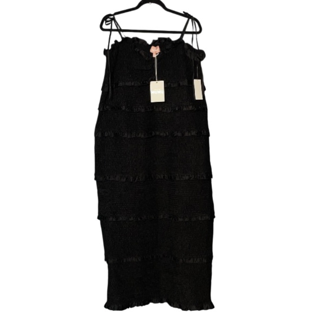 Show Me Your MuMu Stella Smocked Black Ruffle Dress